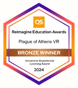 Bronze medal badge - QS Reimagine Education Awards 2024, Plague of Athens VR, immersive experiential learning