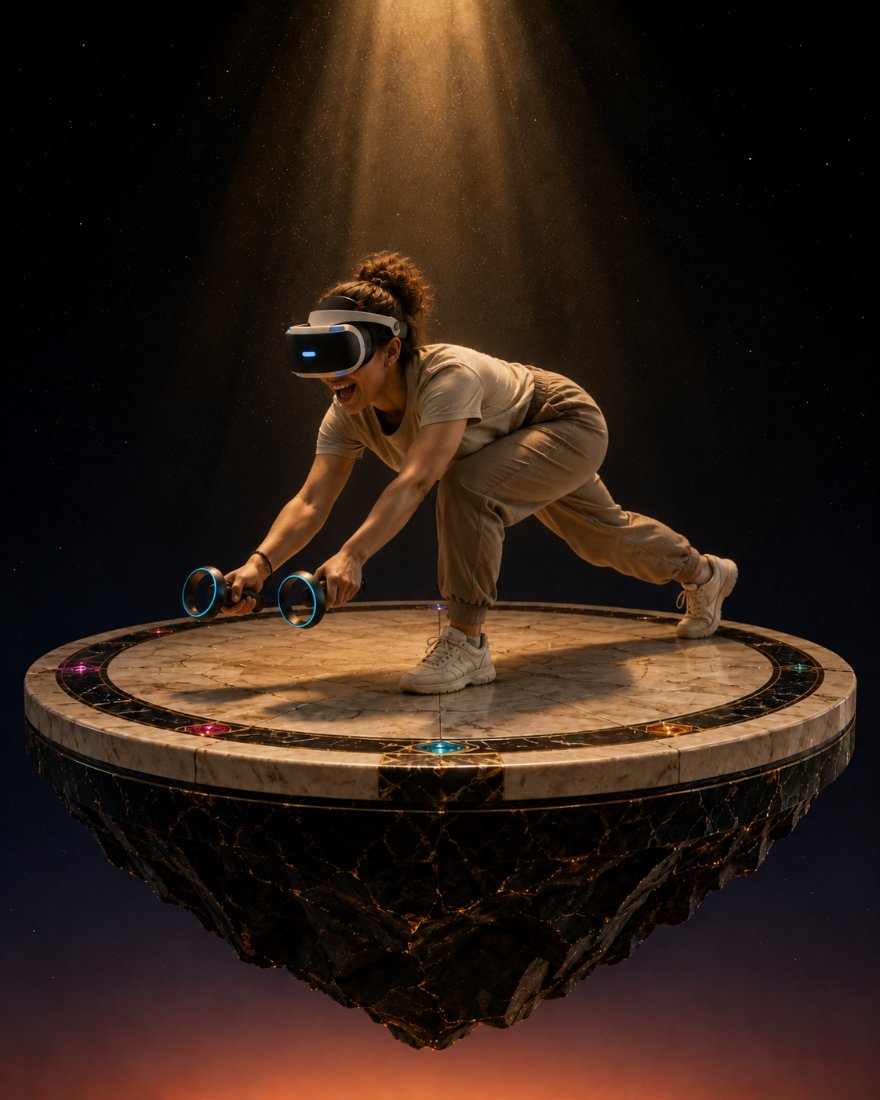 A person in VR, same pose
